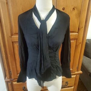 Joie Ann Demeulemeester Goth Fringe Black Blouse Scarf Nuit Whimsigoth Ovate